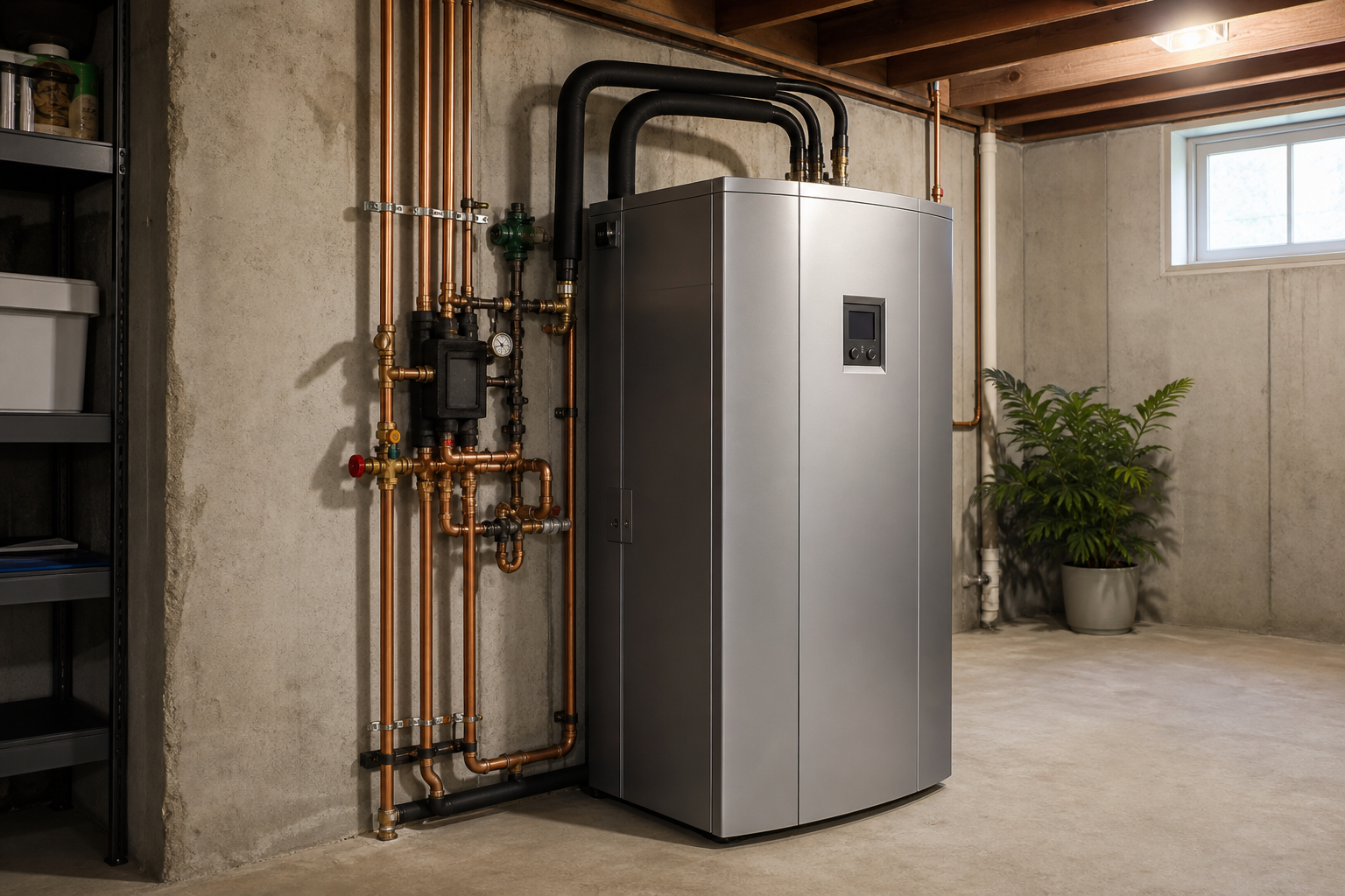 Design Heating technician installing a geothermal system